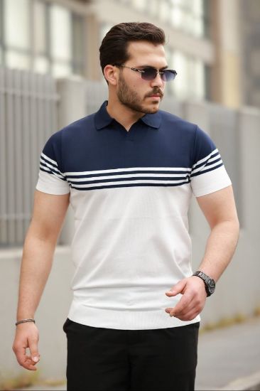 Erkek Yakalı Parça Renk Kısa Kollu T-shirt resmi